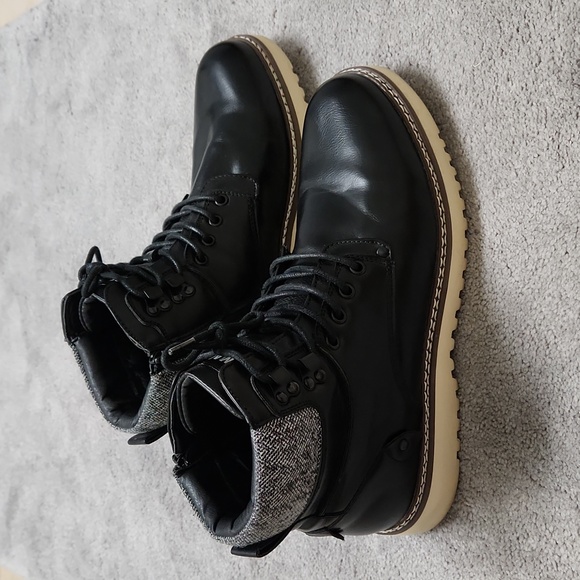 Steve Madden Black Boots Deelin Sz 11 Side Zipper & Lace Up - Picture 13 of 13